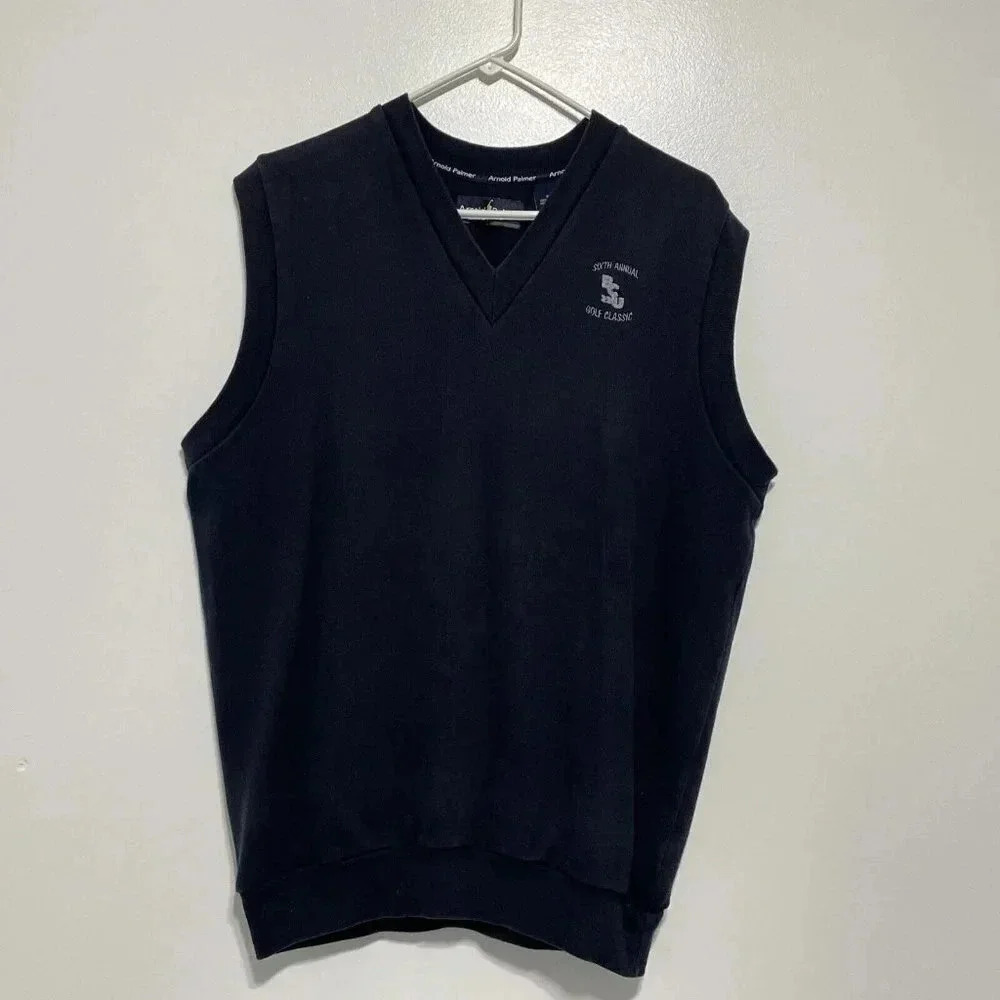 Arnold Palmer Sweater Vest Men's XL Blue Sleeveless V Neck Golf BCU Golf Classic